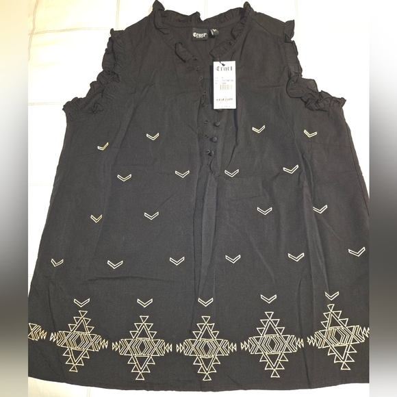*New* Cruel Denim Women's Black Sleeveless Top with Western Pattern Size Medium - Picture 1 of 5